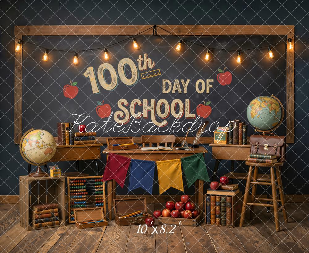 Kate Back to School Classroom Apples Books Vintage Backdrop Designed by Emetselch - Image 6
