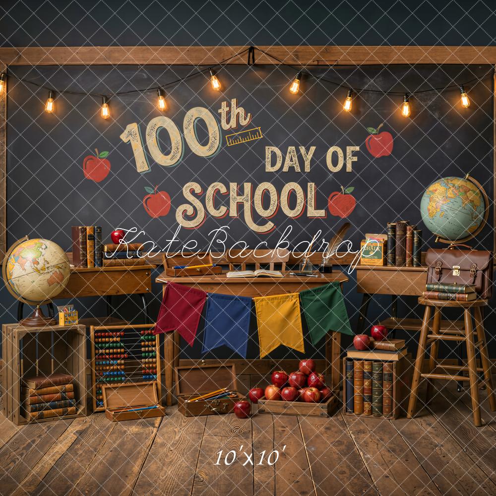 Kate Back to School Classroom Apples Books Vintage Backdrop Designed by Emetselch - Image 7