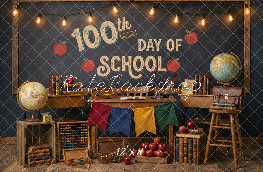 Kate Back to School Classroom Apples Books Vintage Backdrop Designed by Emetselch - Image 8