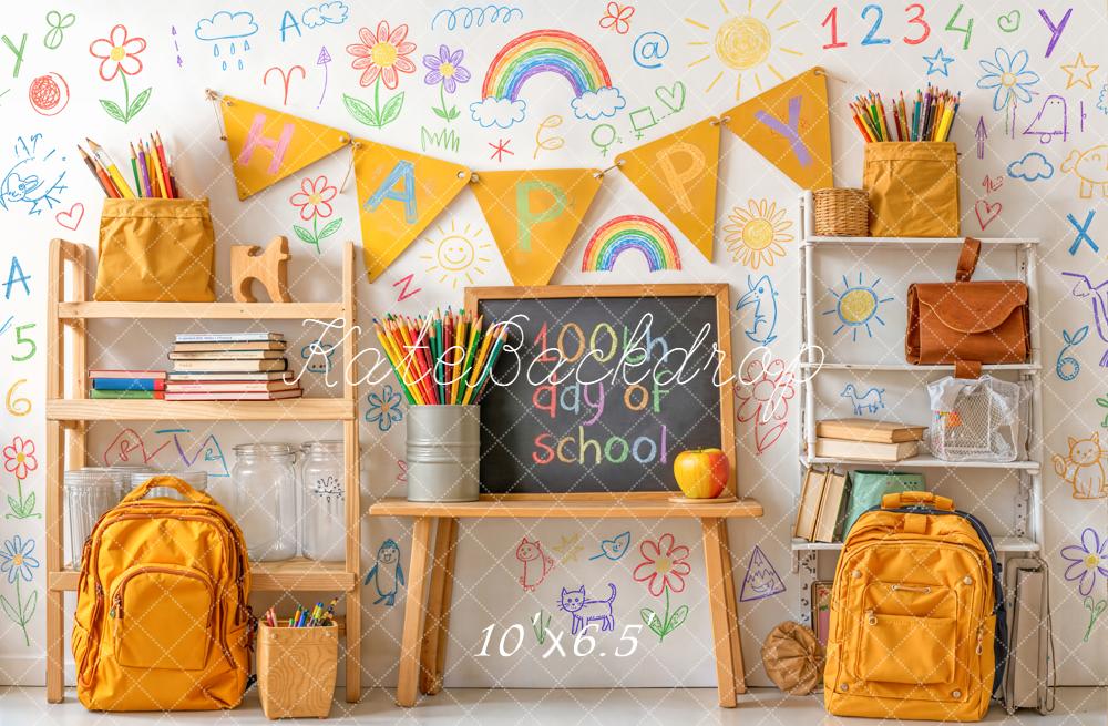 Kate Back To School Classroom Chalkboard Doodles Backdrop Designed by Chain Photography - Image 4