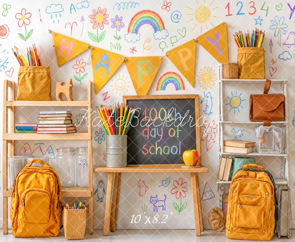Kate Back To School Classroom Chalkboard Doodles Backdrop Designed by Chain Photography - Image 6