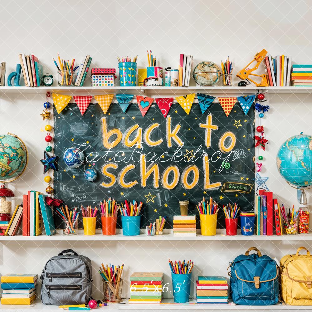 Kate Back to School Colorful Book Graffiti Blackboard Backdrop Designed by Emetselch - Image 3