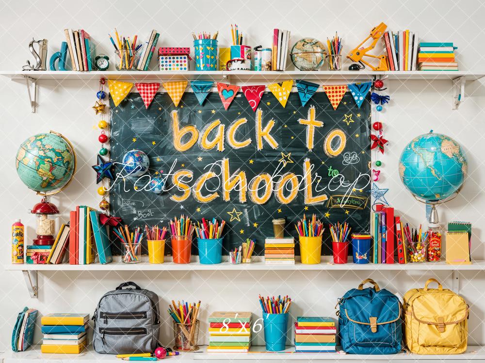 Kate Back to School Colorful Book Graffiti Blackboard Backdrop Designed by Emetselch - Image 5