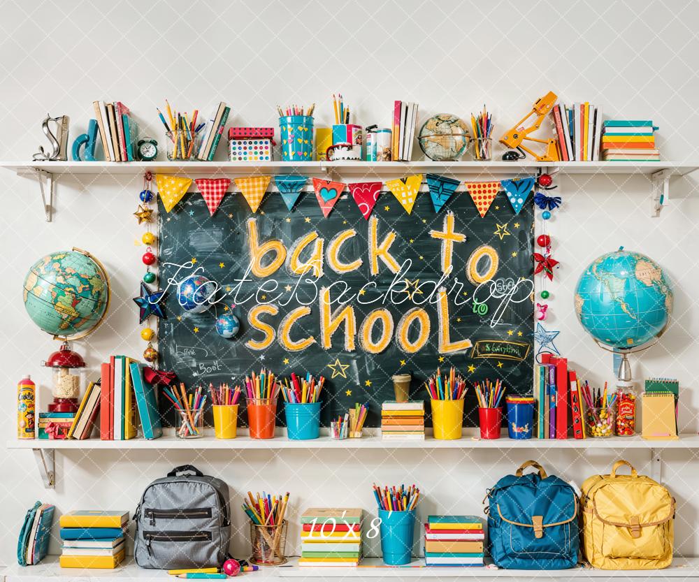Kate Back to School Colorful Book Graffiti Blackboard Backdrop Designed by Emetselch - Image 7