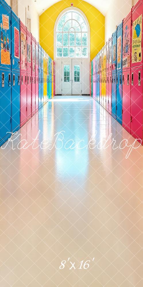 Kate Back To School Colourful Lockers Corridor Backdrop Designed by Emetselch - Image 10