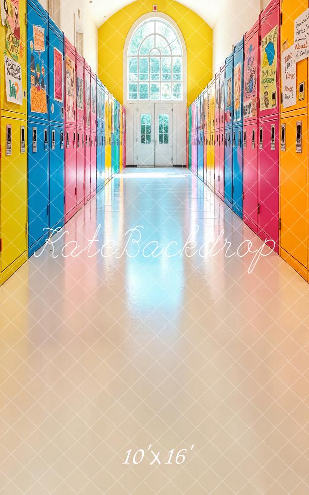 Kate Back To School Colourful Lockers Corridor Backdrop Designed by Emetselch - Image 11