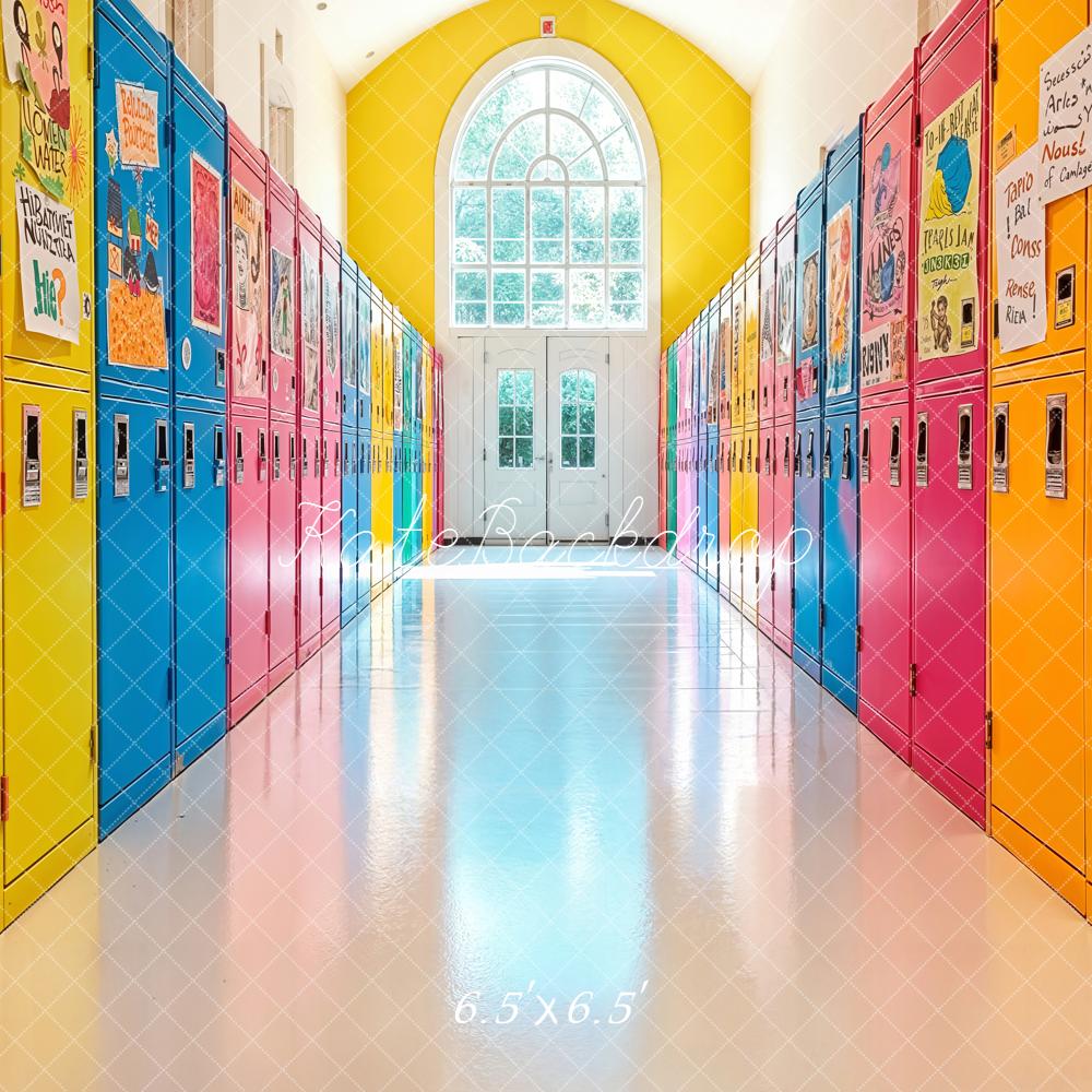 Kate Back To School Colourful Lockers Corridor Backdrop Designed by Emetselch - Image 2