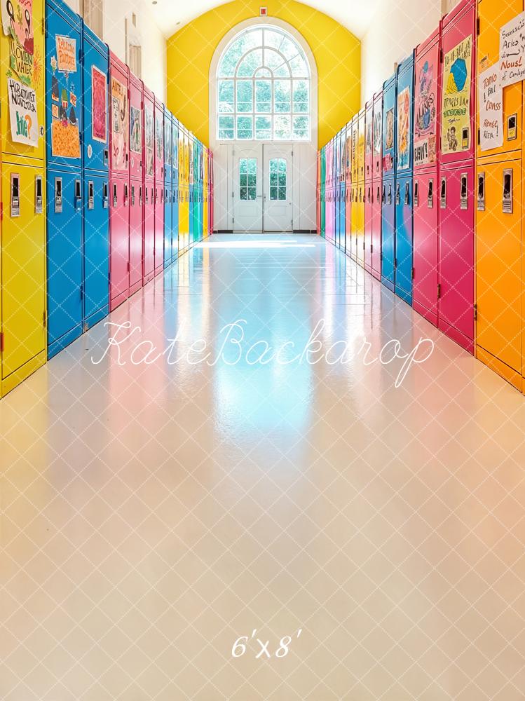Kate Back To School Colourful Lockers Corridor Backdrop Designed by Emetselch - Image 3