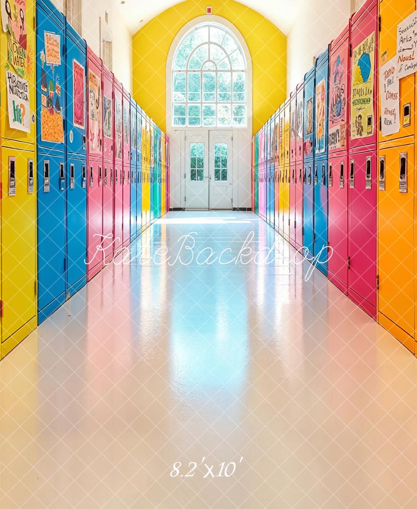 Kate Back To School Colourful Lockers Corridor Backdrop Designed by Emetselch - Image 6