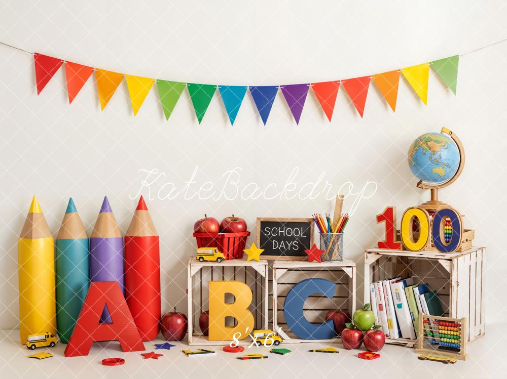 Kate Back To School Colourful Pencils Bunting Backdrop Designed by Emetselch - Image 3