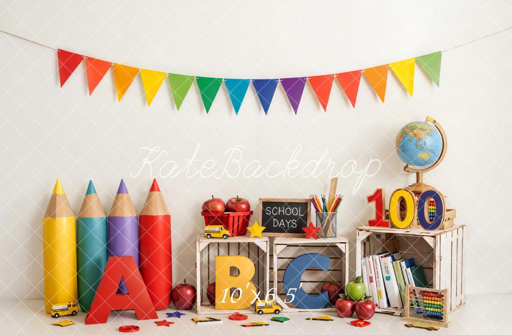 Kate Back To School Colourful Pencils Bunting Backdrop Designed by Emetselch - Image 4