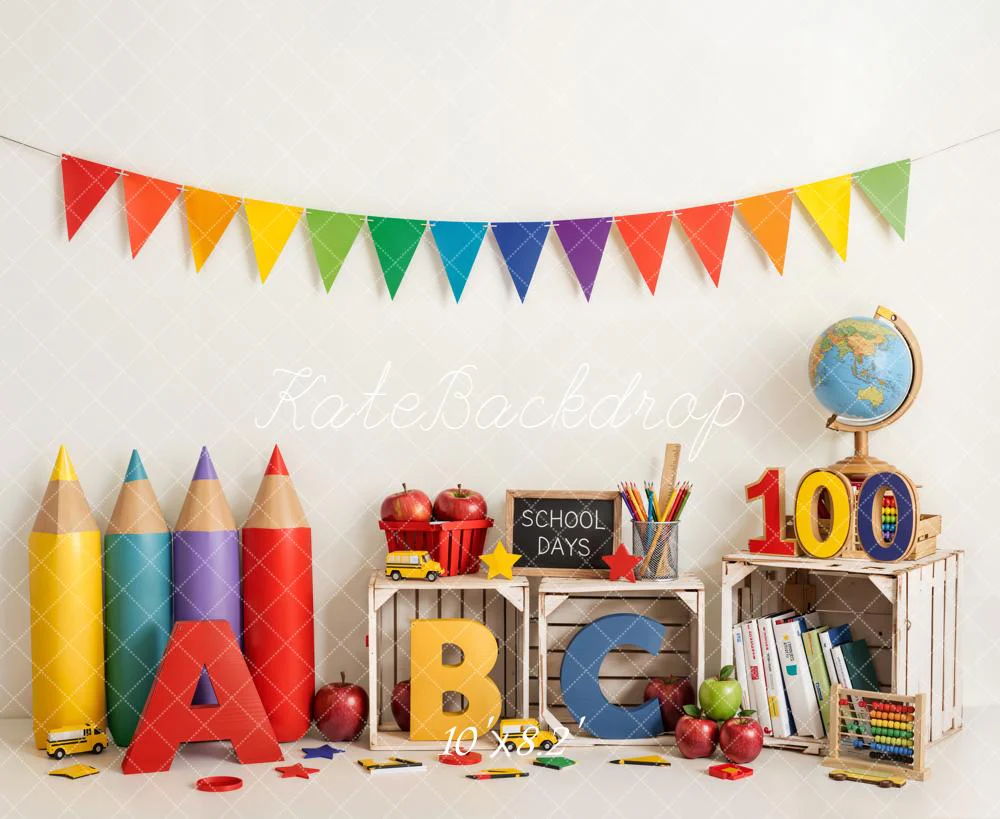 Kate Back To School Colourful Pencils Bunting Backdrop Designed by Emetselch - Image 6