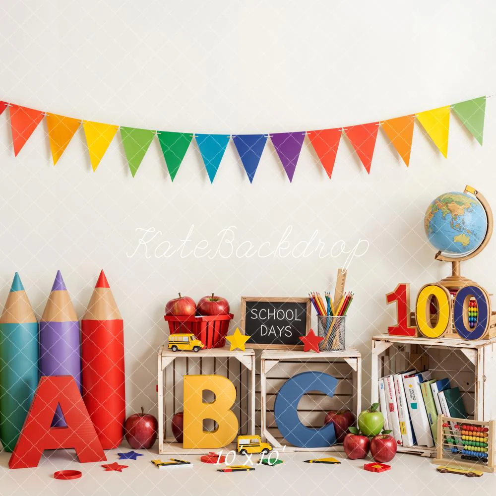 Kate Back To School Colourful Pencils Bunting Backdrop Designed by Emetselch - Image 7