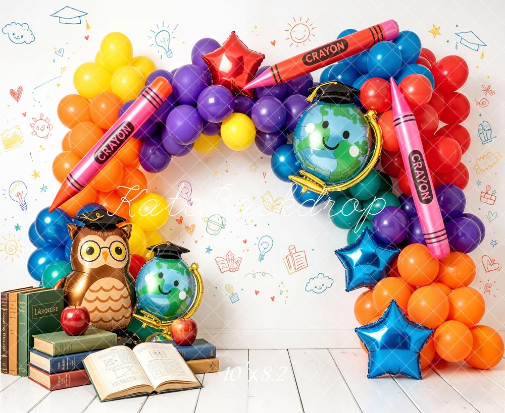 Kate Back To School Crayon Balloon Arch Books Backdrop Designed by Emetselch - Image 6
