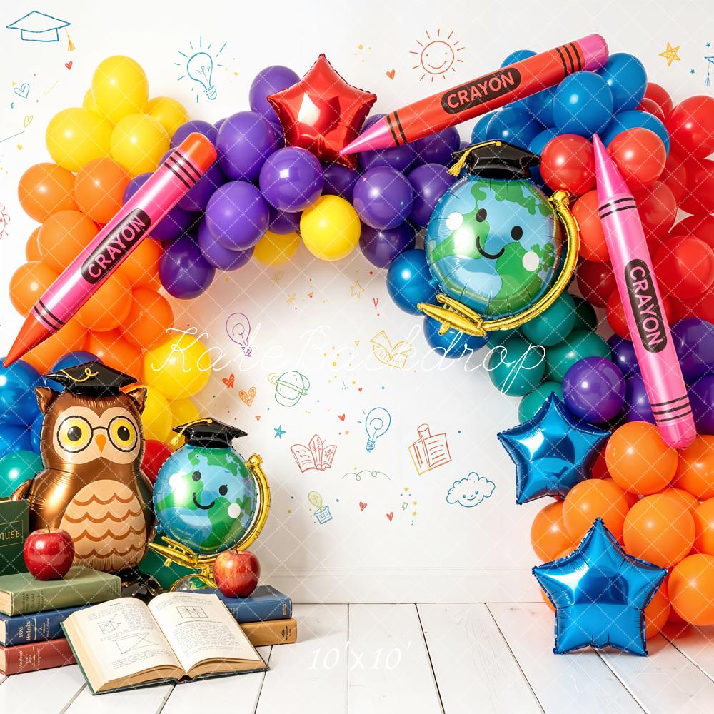 Kate Back To School Crayon Balloon Arch Books Backdrop Designed by Emetselch - Image 7