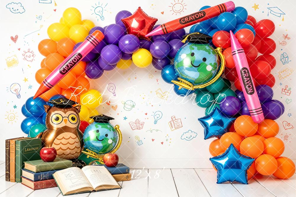 Kate Back To School Crayon Balloon Arch Books Backdrop Designed by Emetselch - Image 8