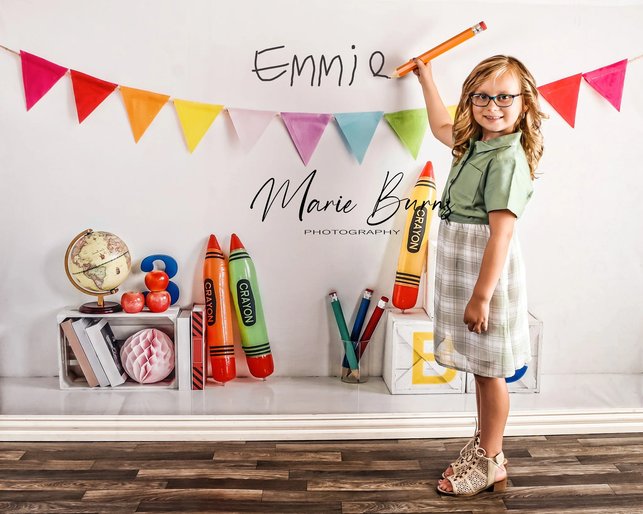Kate Back to School Crayon Backdrop for Photography - Image 3