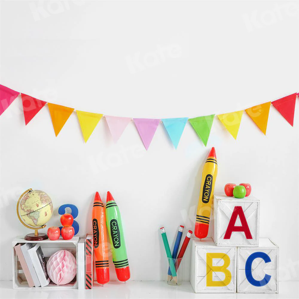 Kate Back to School Crayon Backdrop for Photography - Image 9