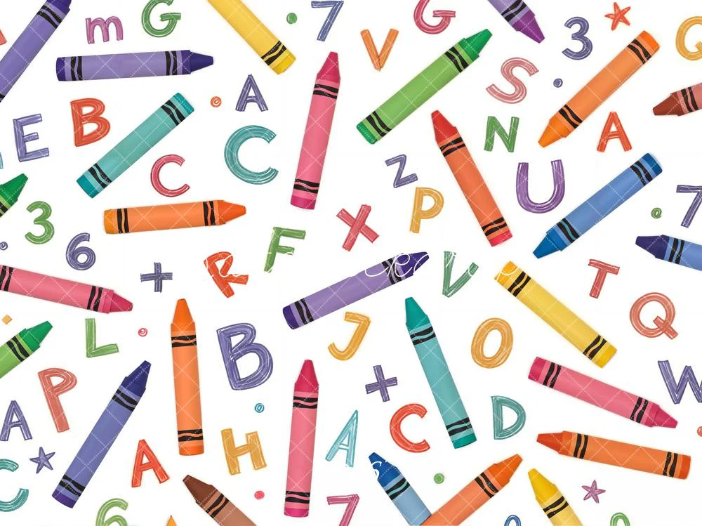 Kate Back To School Crayons Letters Numbers Colourful Backdrop Designed by Chain Photography - Image 3