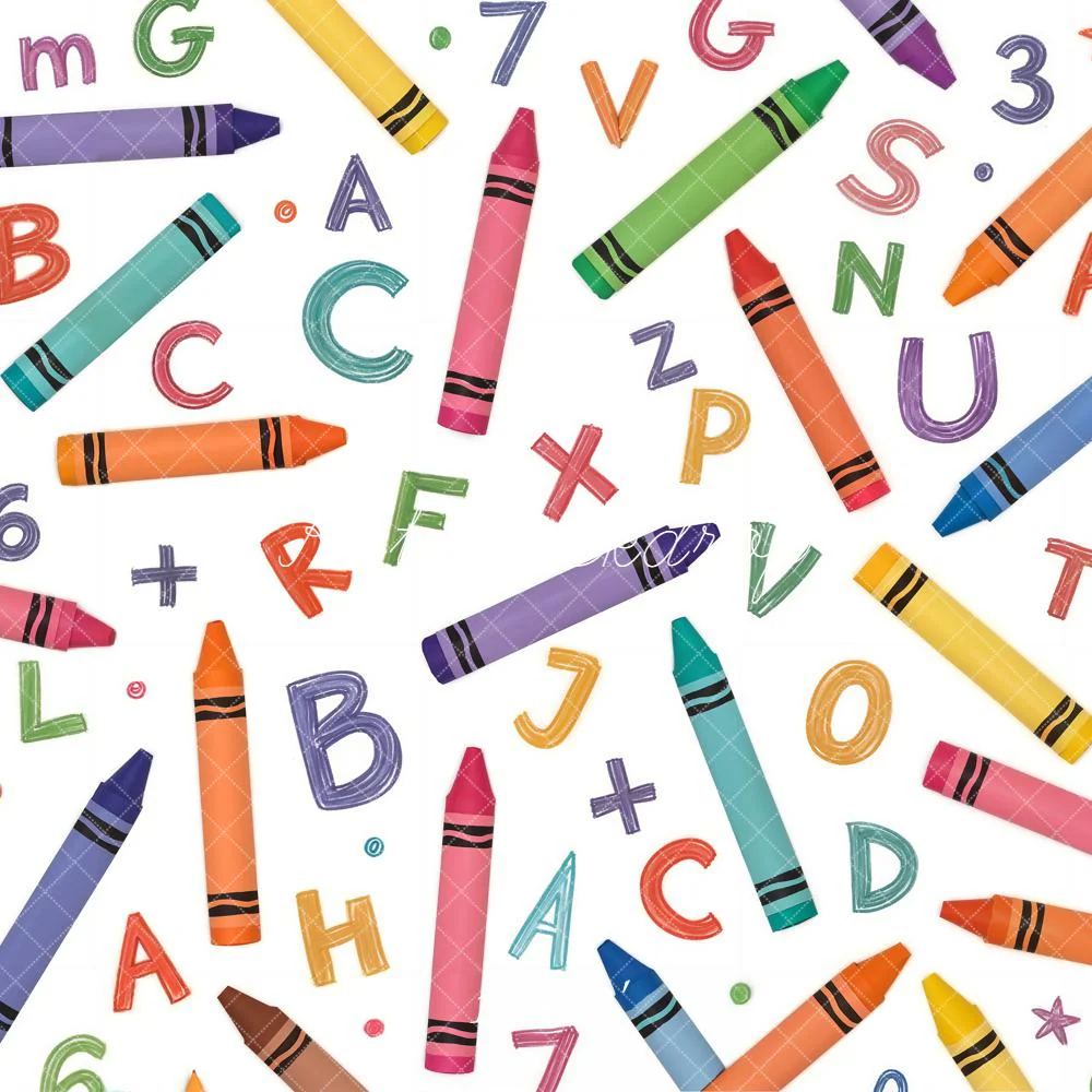 Kate Back To School Crayons Letters Numbers Colourful Backdrop Designed by Chain Photography - Image 7