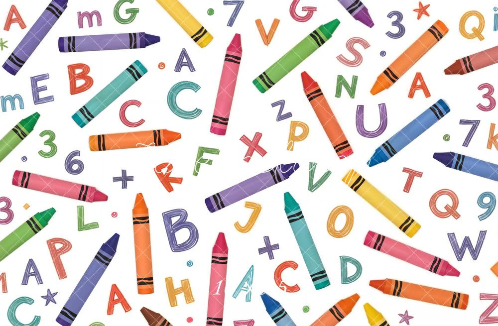 Kate Back to School Crayons Letters Numbers Fleece Backdrop Designed by Chain Photography - Image 2