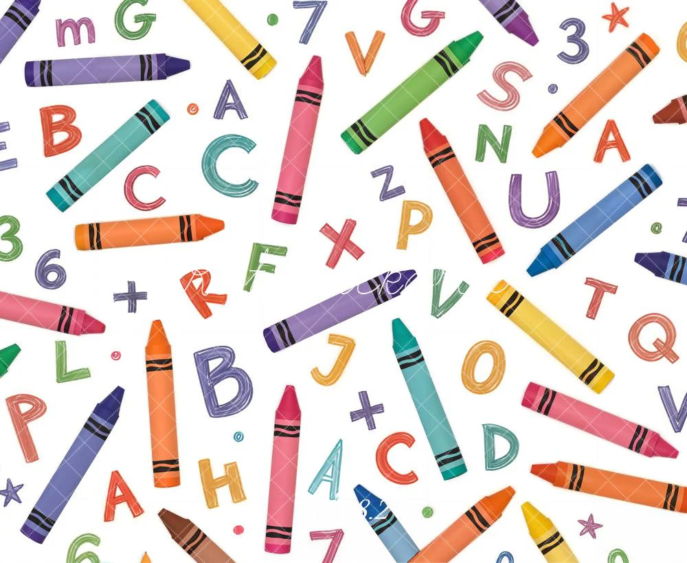 Kate Back to School Crayons Letters Numbers Fleece Backdrop Designed by Chain Photography - Image 3