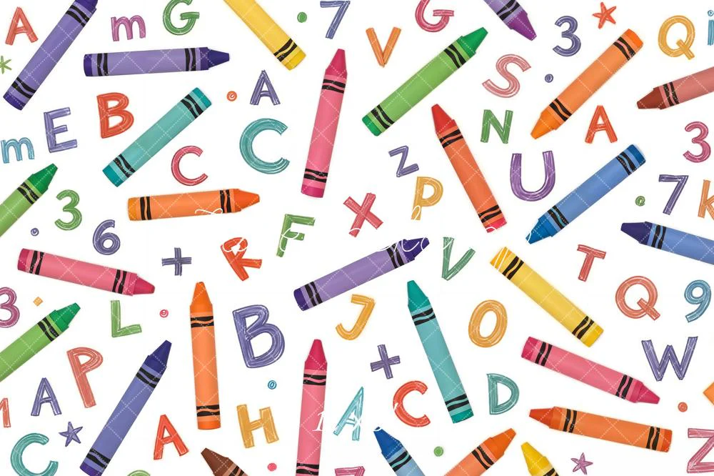 Kate Back to School Crayons Letters Numbers Fleece Backdrop Designed by Chain Photography - Image 4