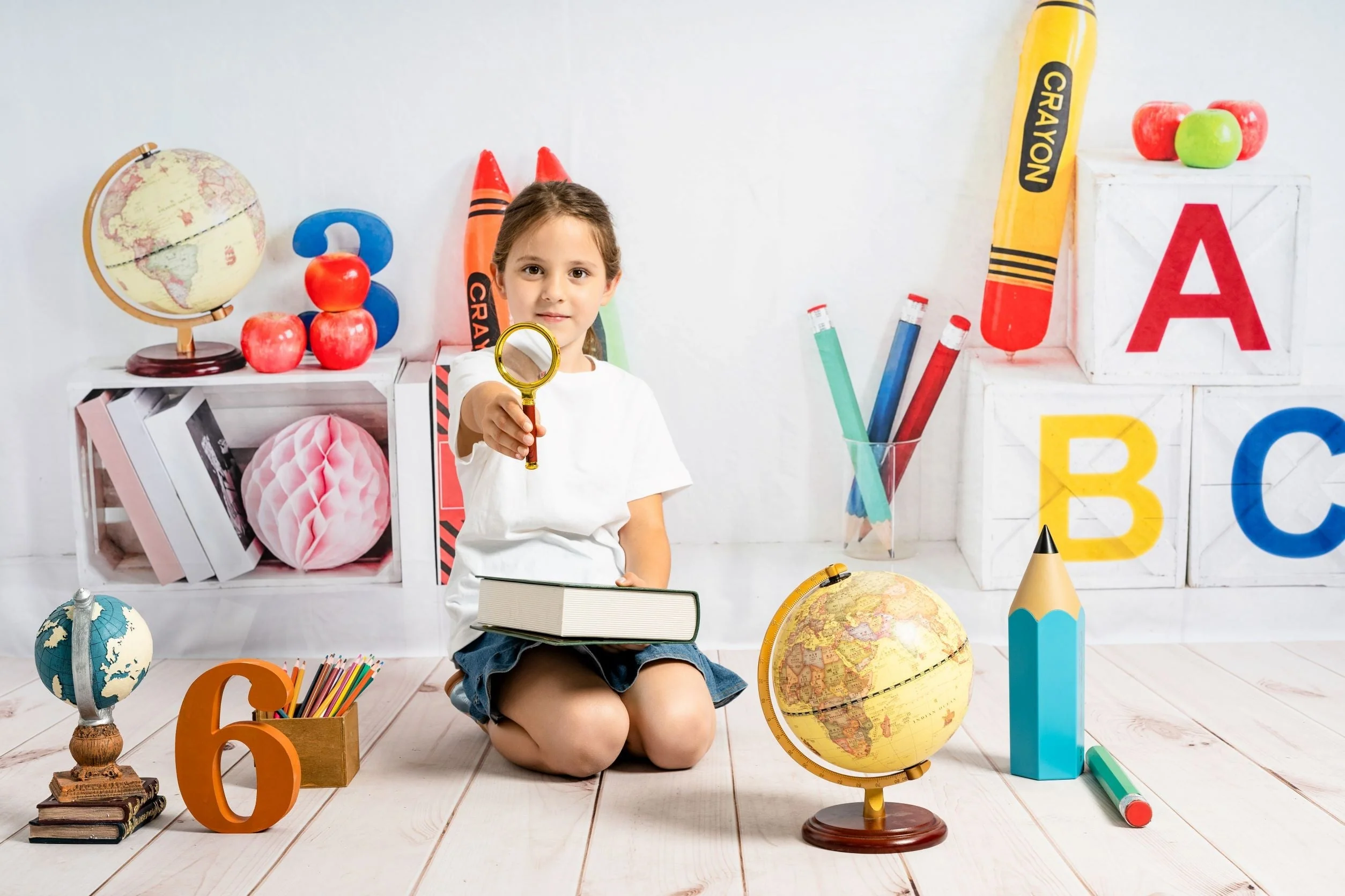 Kate Back to School Fleece Backdrop Crayon for Photography - Image 3
