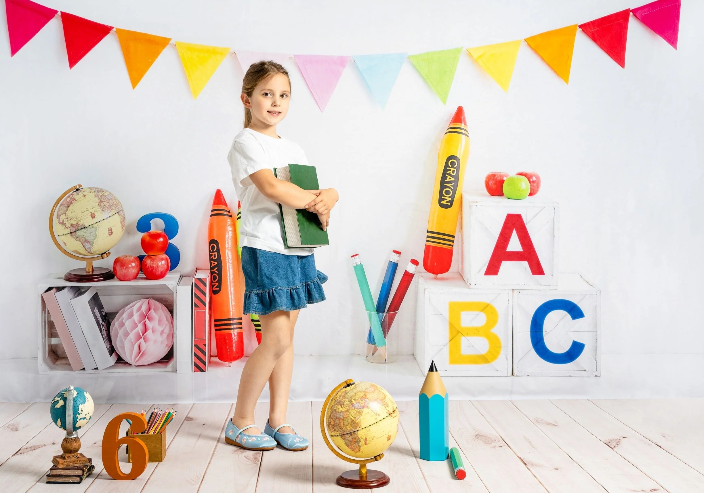 Kate Back to School Fleece Backdrop Crayon for Photography - Image 5