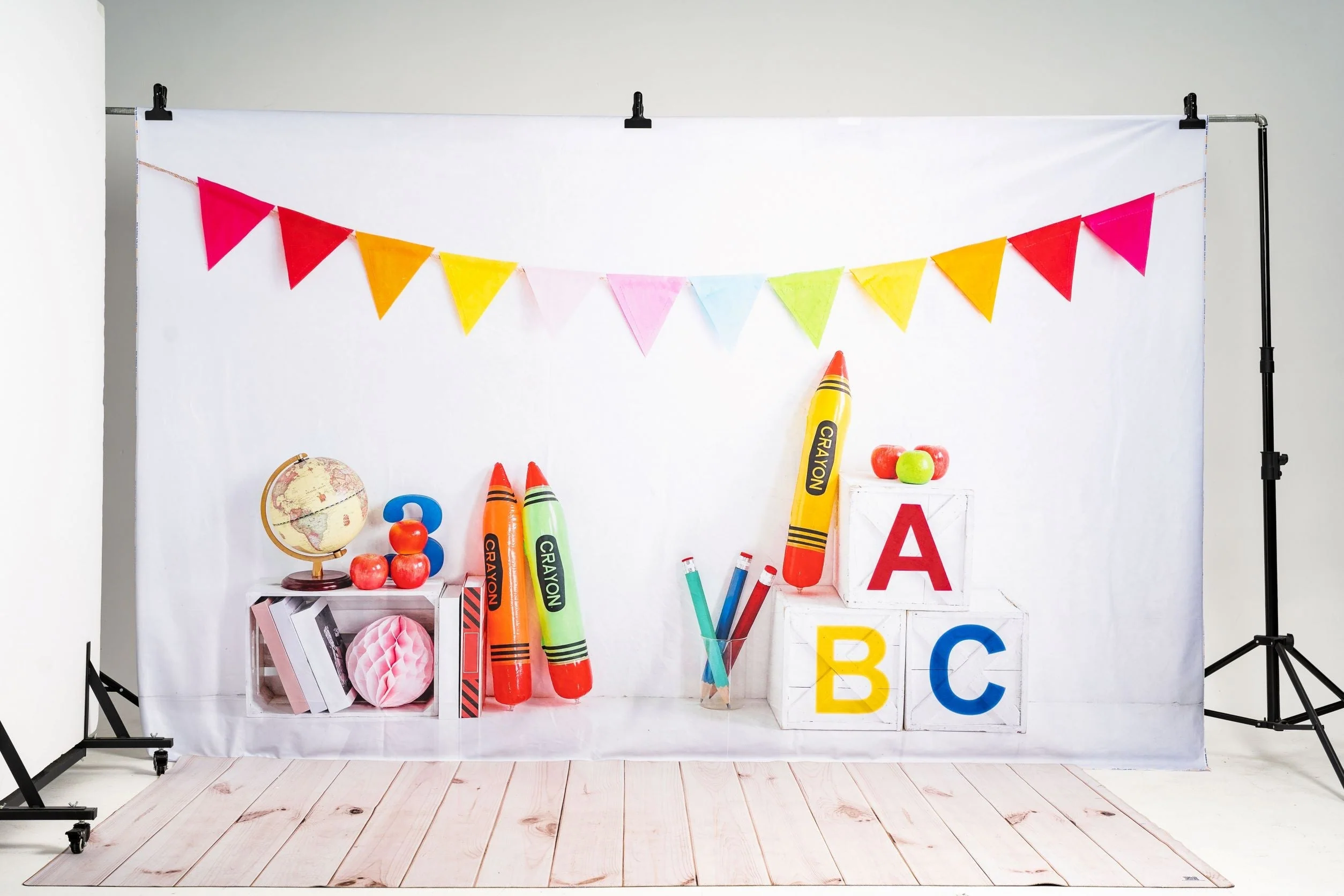 Kate Back to School Fleece Backdrop Crayon for Photography - Image 7