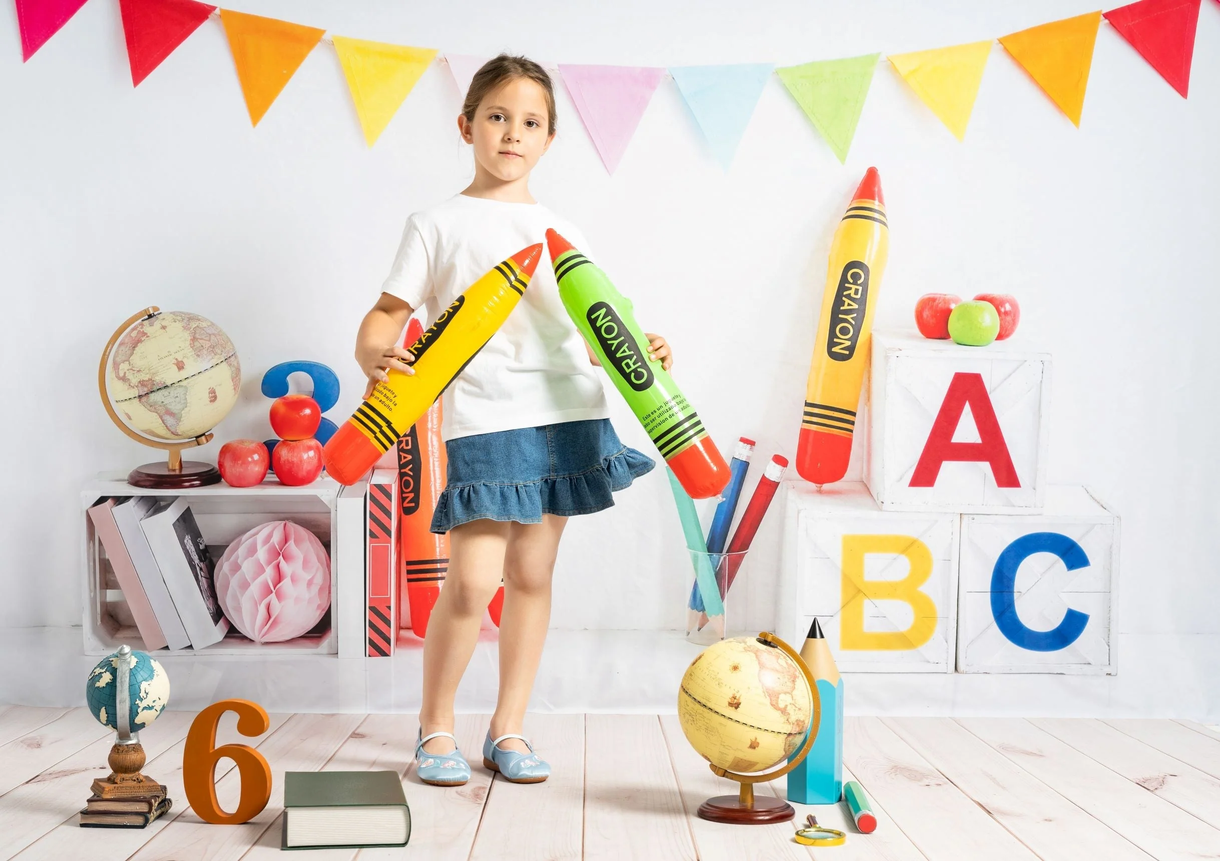 Kate Back to School Fleece Backdrop Crayon for Photography - Image 8