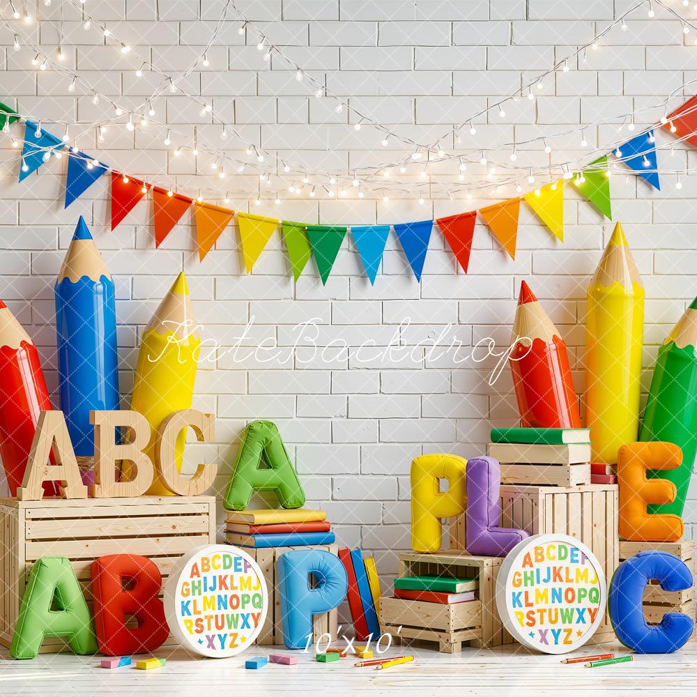 Kate Back To School Giant Pencils Alphabet Books Crates Backdrop Designed by Emetselch - Image 7