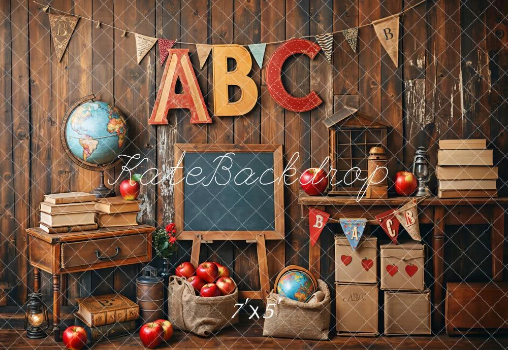Kate Back to School/Graduation Vintage Wooden Wall Backdrop Designed by Emetselch - Image 2