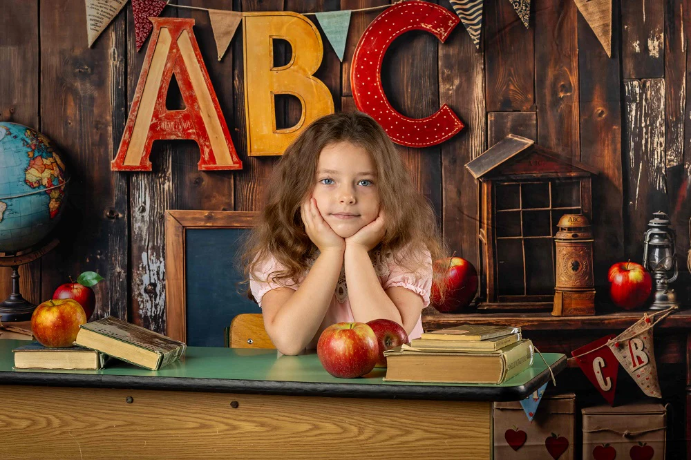 Kate Back to School/Graduation Vintage Wooden Wall Backdrop Designed by Emetselch - Image 3