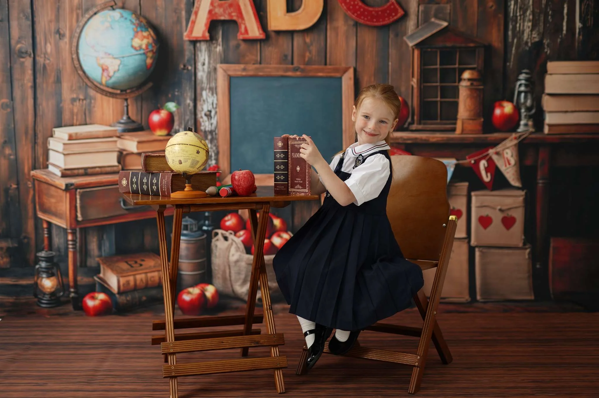 Kate Back to School/Graduation Vintage Wooden Wall Backdrop Designed by Emetselch - Image 4