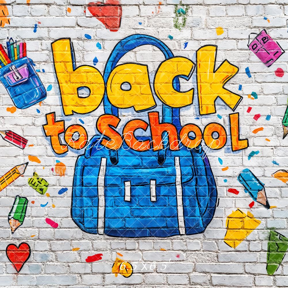 Kate Back to School Graffiti Brick Wall Backdrop Designed by Kate Image - Image 2
