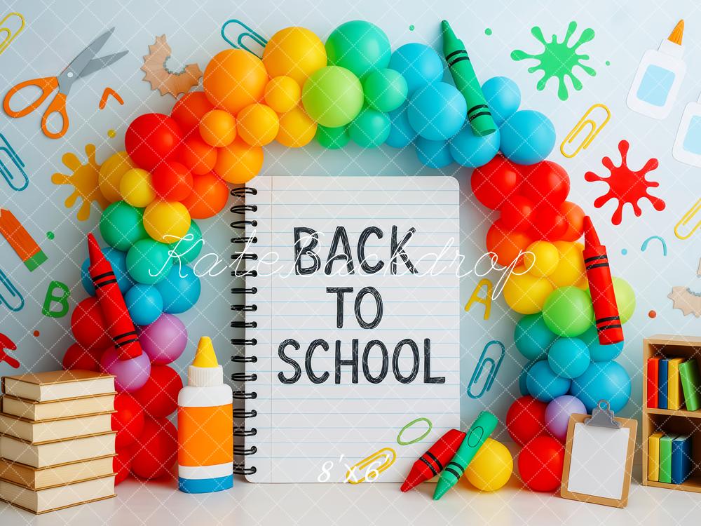 Kate Back to School Notebook Colorful Balloon Arch Backdrop Designed by Patty Robert - Image 2