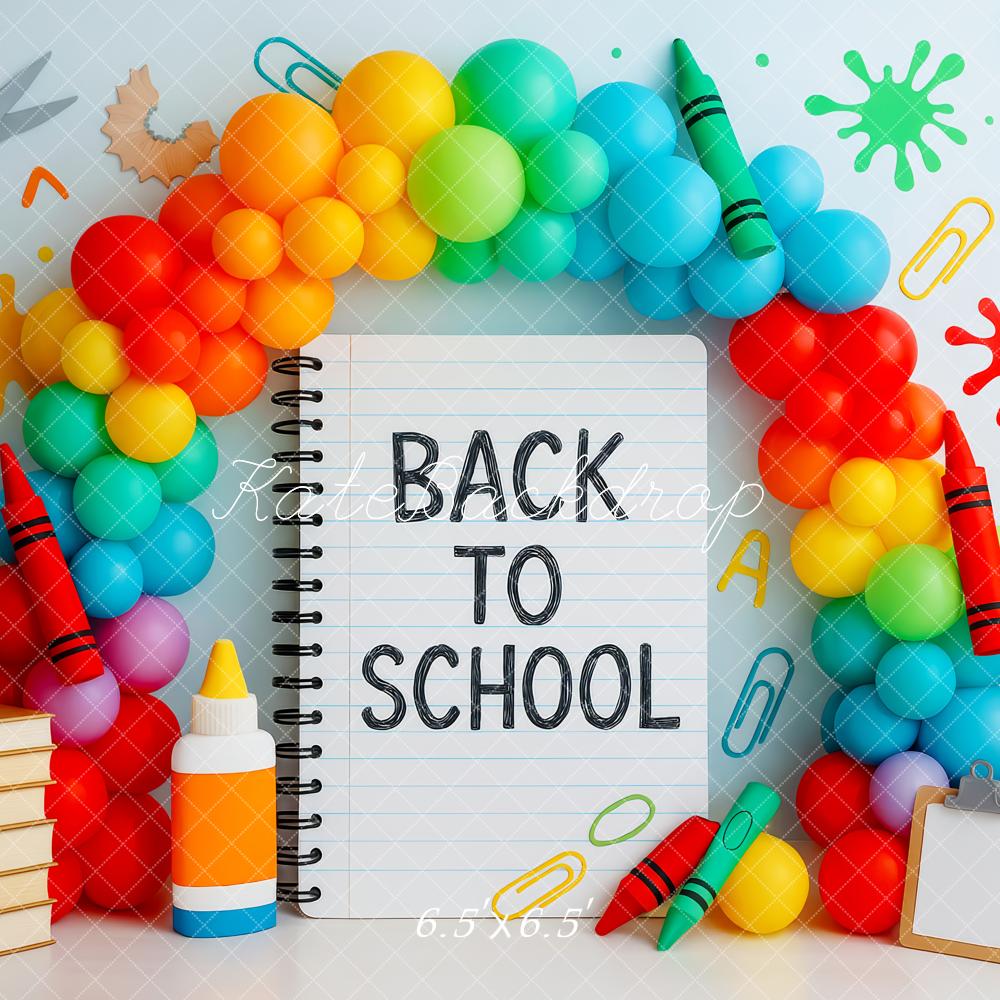 Kate Back to School Notebook Colorful Balloon Arch Backdrop Designed by Patty Robert - Image 3