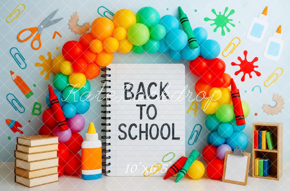 Kate Back to School Notebook Colorful Balloon Arch Backdrop Designed by Patty Robert - Image 4
