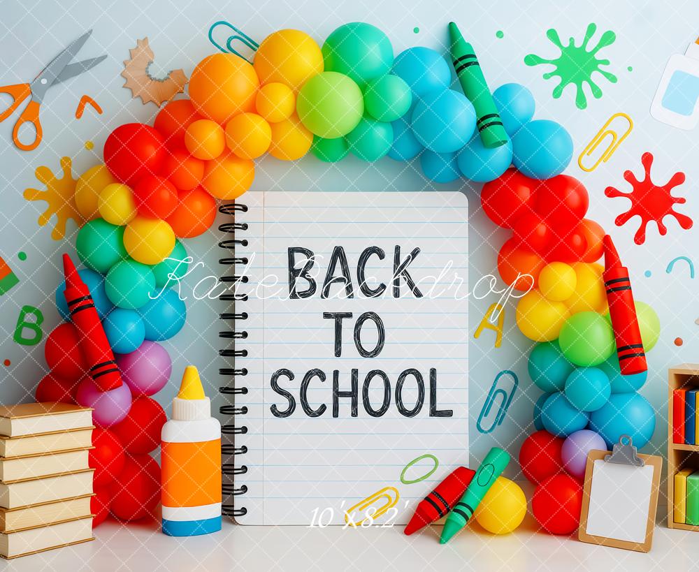 Kate Back to School Notebook Colorful Balloon Arch Backdrop Designed by Patty Robert - Image 5