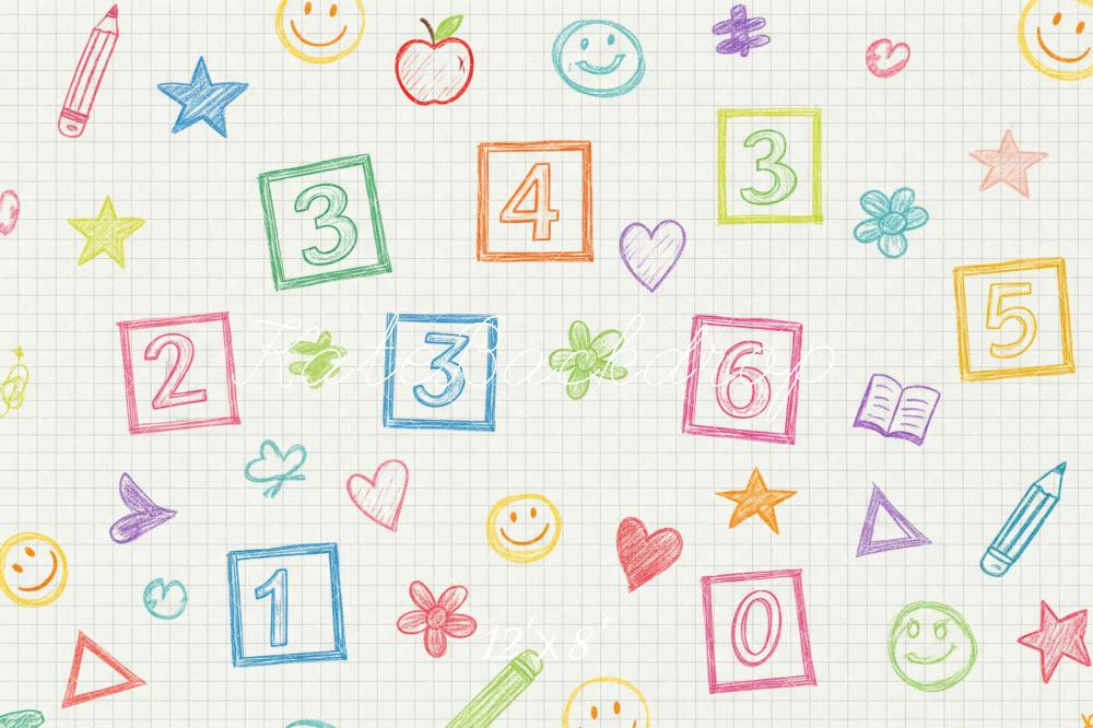 Kate Back To School Numbers Sketch Pattern Fleece Backdrop Designed by Patty Robert - Image 4