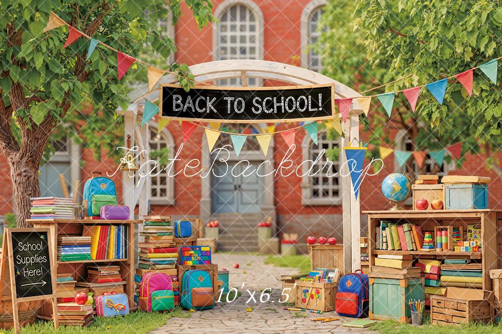 Kate Back To School Outdoor Books Fleece Backdrop Designed by Emstselch - Image 2