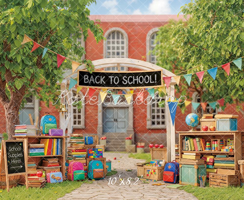 Kate Back To School Outdoor Books Fleece Backdrop Designed by Emstselch - Image 3