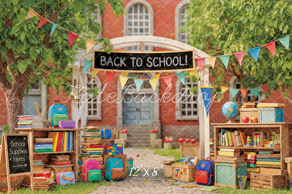 Kate Back To School Outdoor Books Fleece Backdrop Designed by Emstselch - Image 4