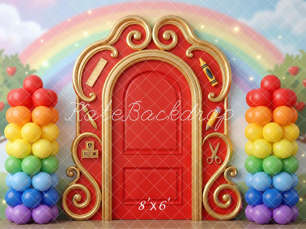 Kate Back To School Rainbow Arch Crayons Balloons Backdrop Designed by Mini MakeBelieve - Image 3
