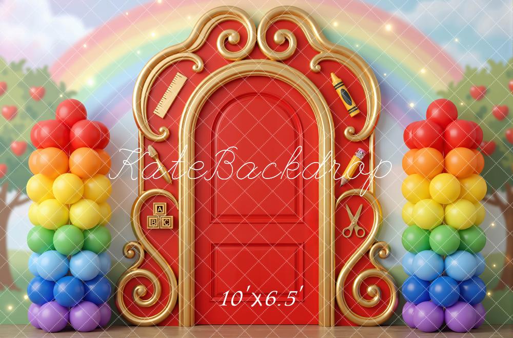 Kate Back To School Rainbow Arch Crayons Balloons Backdrop Designed by Mini MakeBelieve - Image 4