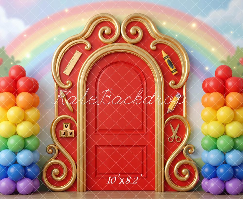 Kate Back To School Rainbow Arch Crayons Balloons Backdrop Designed by Mini MakeBelieve - Image 6