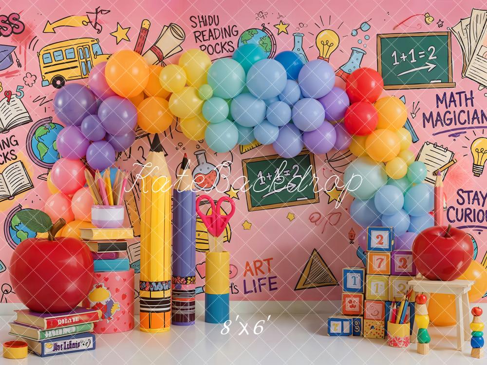 Kate Back to School Rainbow Balloons Classroom Backdrop Designed by Emetselch - Image 3