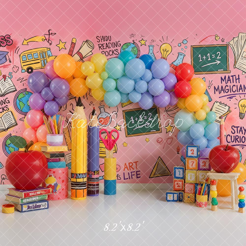 Kate Back to School Rainbow Balloons Classroom Backdrop Designed by Emetselch - Image 5