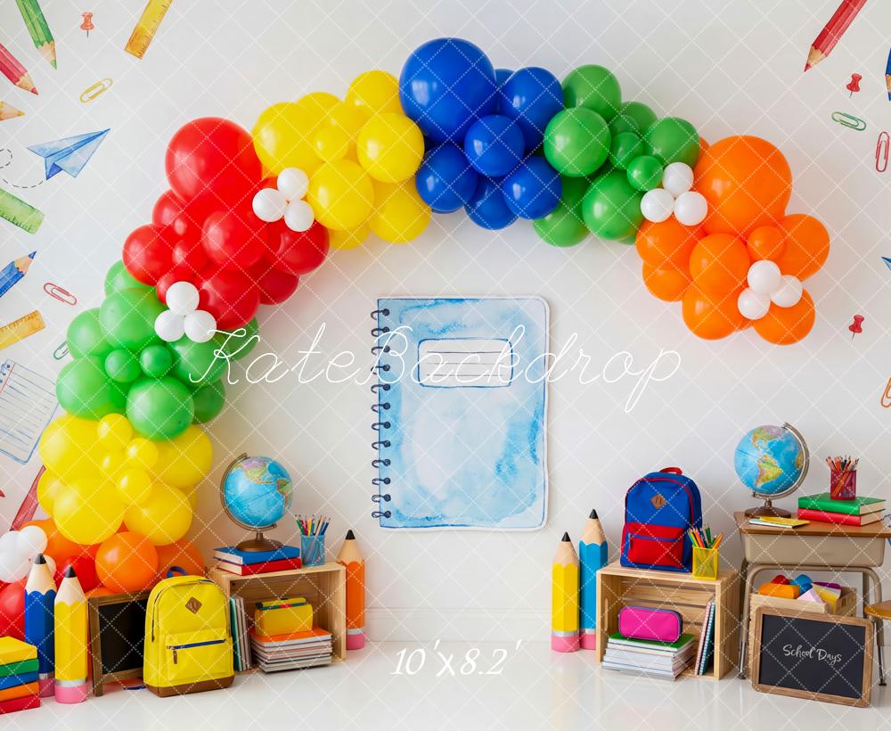 Kate Back To School Rainbow Balloons Classroom Fleece Backdrop Designed by Patty Robert - Image 3